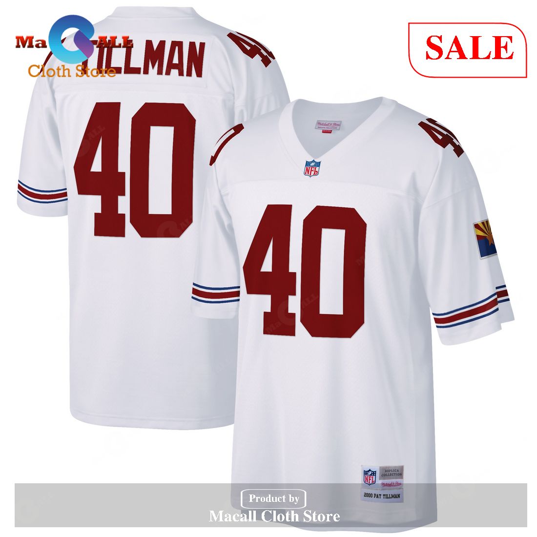 Mitchell & Ness Pat Tillman Arizona Cardinals White Big & Tall 2000 Retired Player Replica Jersey