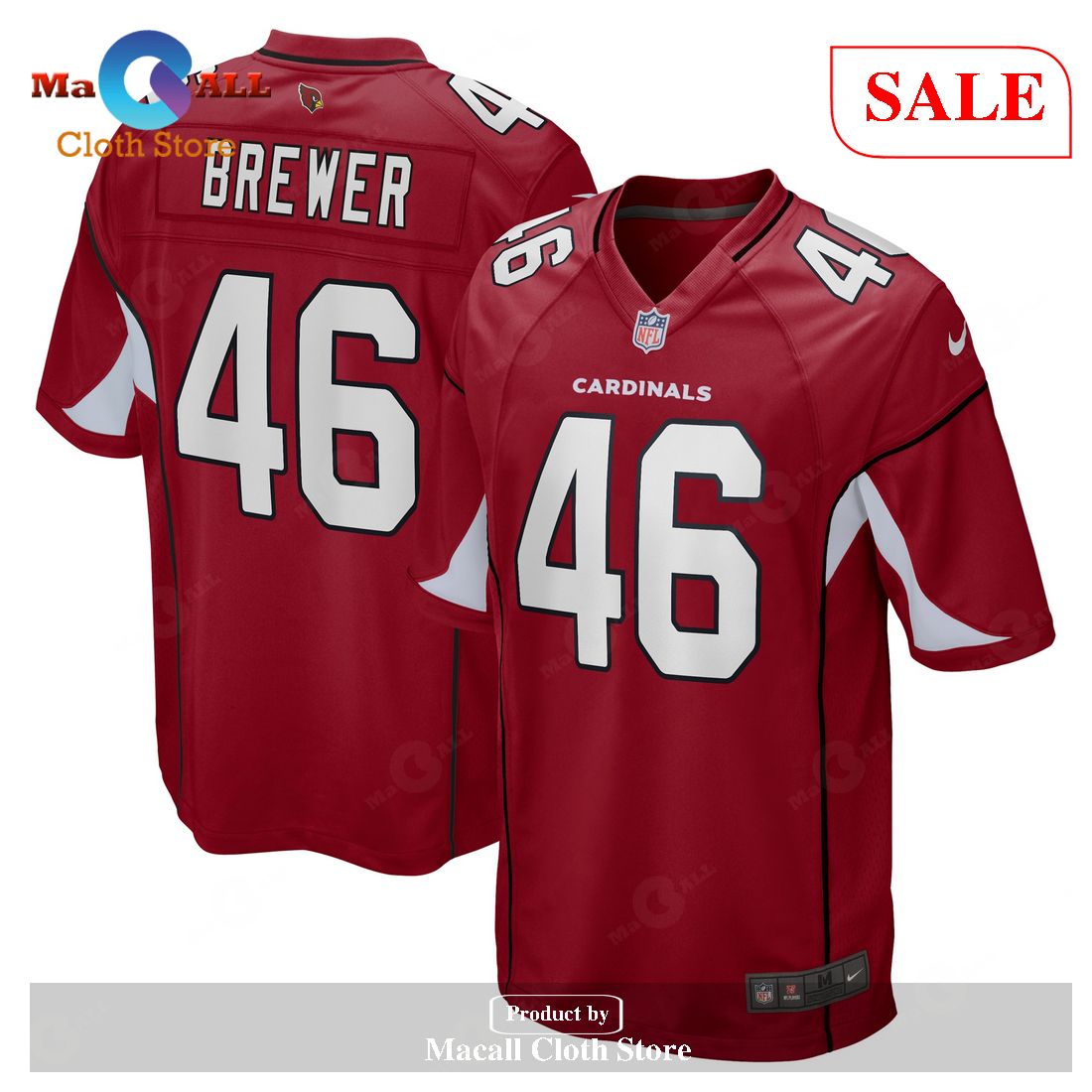Nike Aaron Brewer Arizona Cardinals Cardinal Game Jersey