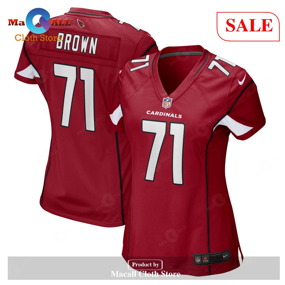 Nike Andrew Brown Arizona Cardinals Women’s Cardinal Game Player Jersey