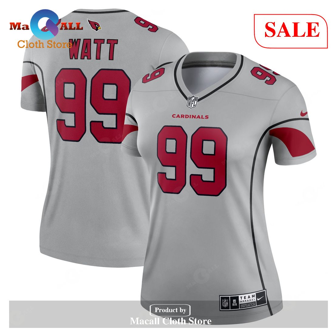 Nike J.J. Watt Arizona Cardinals Women’s Gray Inverted Legend Jersey