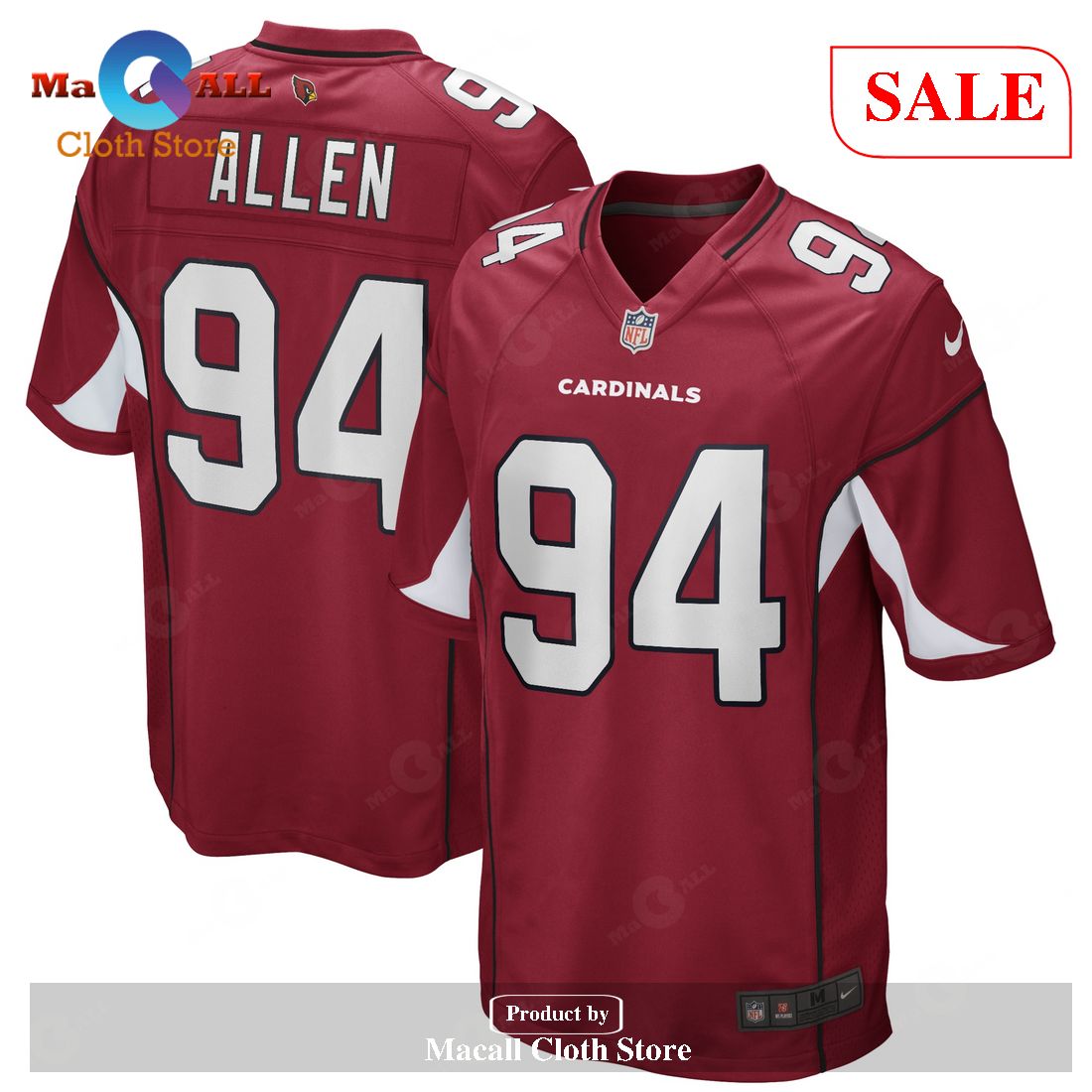 Nike Zach Allen Arizona Cardinals Cardinal Game Player Jersey
