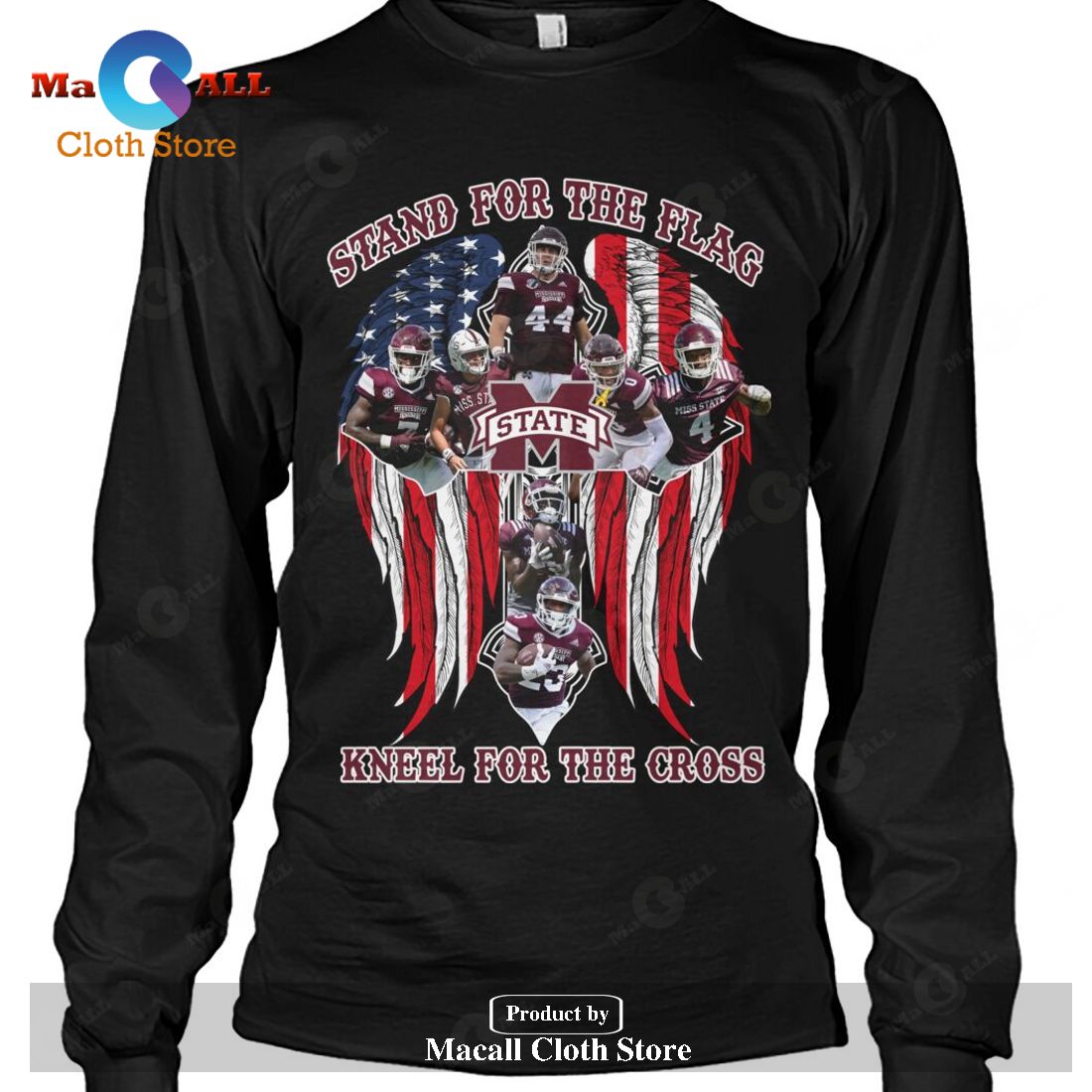 Stand For The Flag Mississippi State Kneel For The Cross-Unisex T-Shirt Stand For The Flag Mississippi State Kneel For The Cross-Unisex T-Shirt