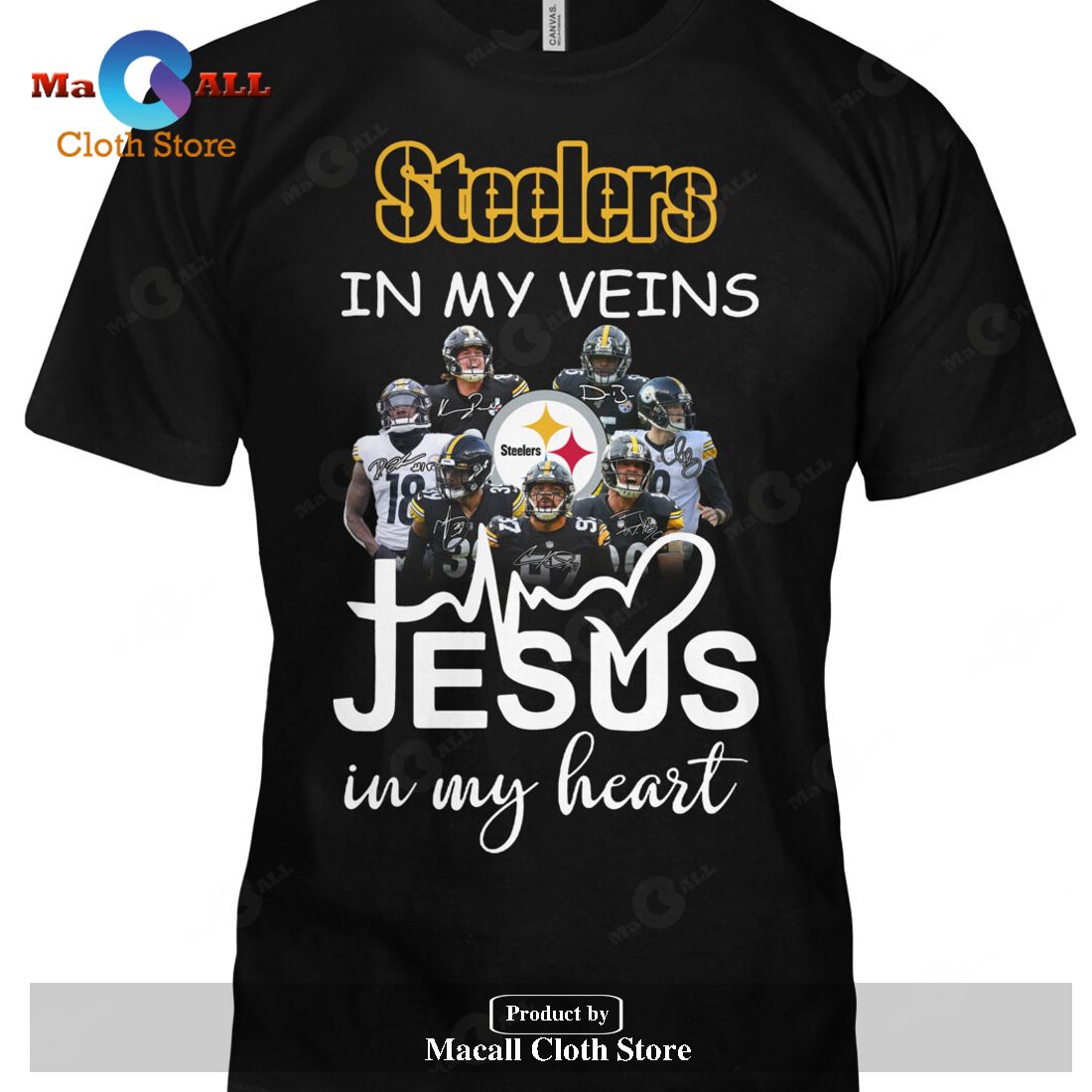 Steelers In My Veins Jesus In My Heart Signatures-Unisex T-Shirt Steelers In My Veins Jesus In My Heart Signatures-Unisex T-Shirt