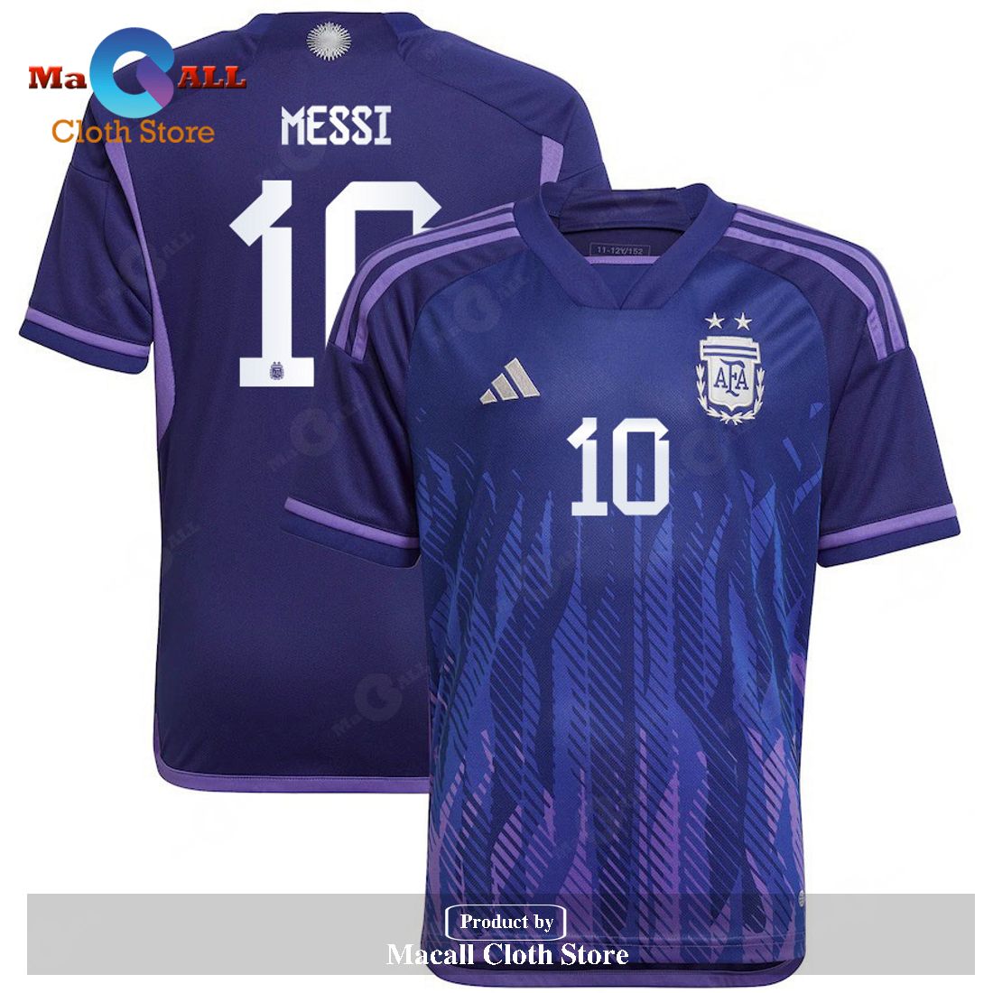 Argentina National Team 2022 23 Qatar World Cup Lionel Messi Away Youth Jersey Dark Blue & Light Purple Argentina National Team 2022 23 Qatar World Cup Lionel Messi Away Youth Jersey Dark Blue & Light Purple
