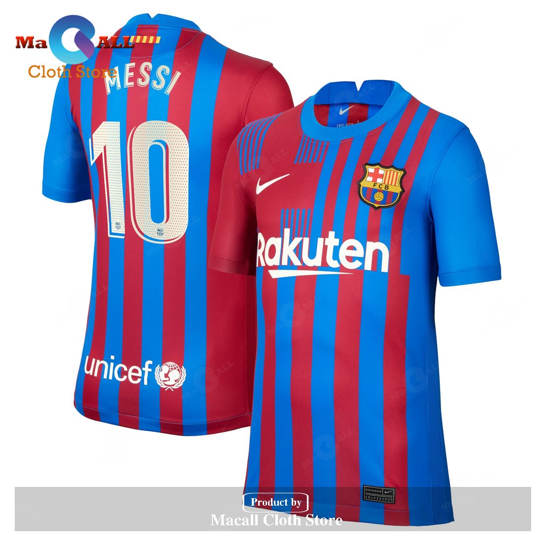 Lionel Messi Barcelona Youth 2021 22 Home Player Jersey Blue Macall 