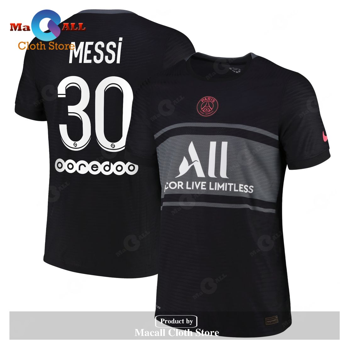 Lionel Messi Paris Saint-Germain 2021 22 Third Vapor Match Player Jersey – Black