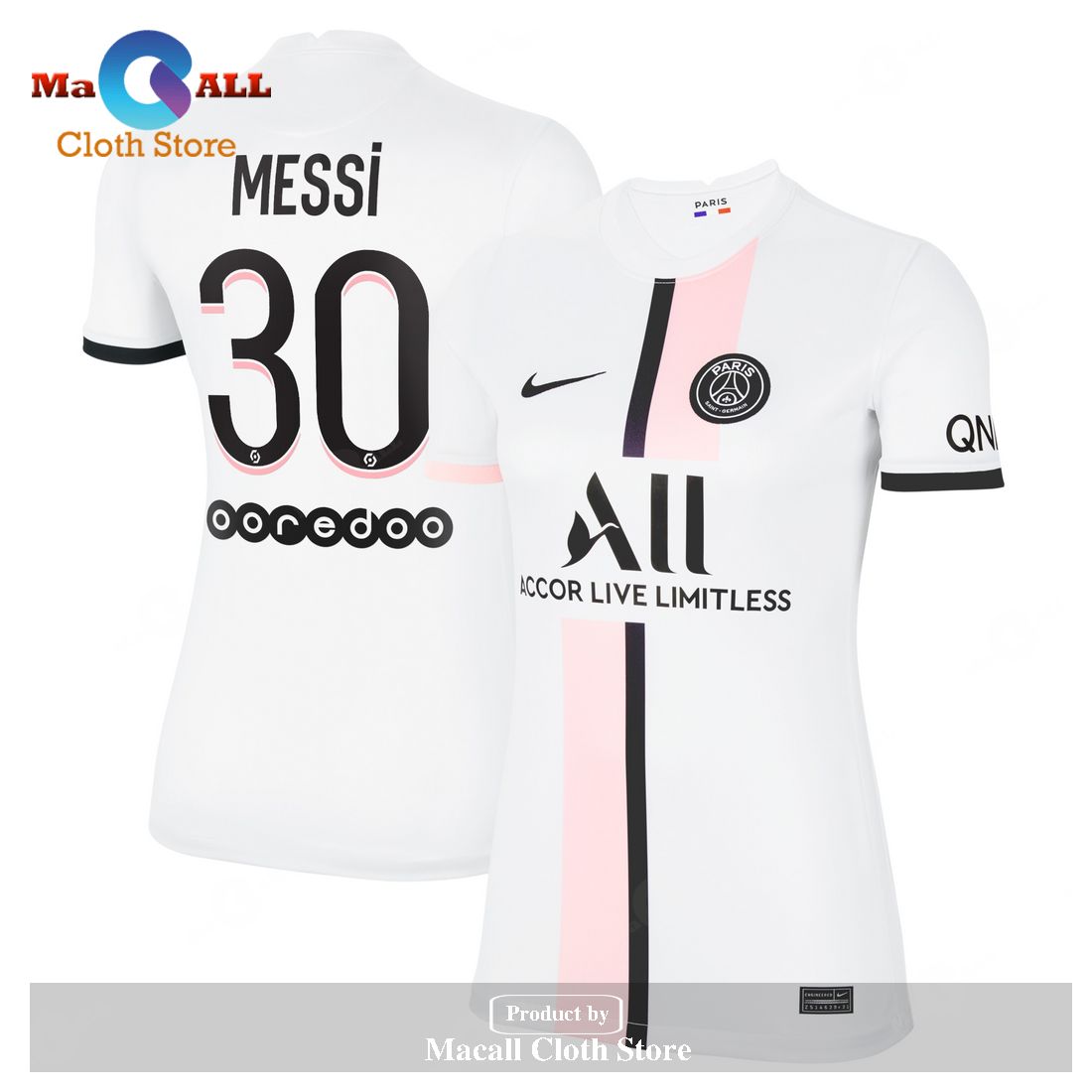 Lionel Messi Paris Saint-Germain Women’s 2021 22 Away Breathe Stadium Player Jersey – White