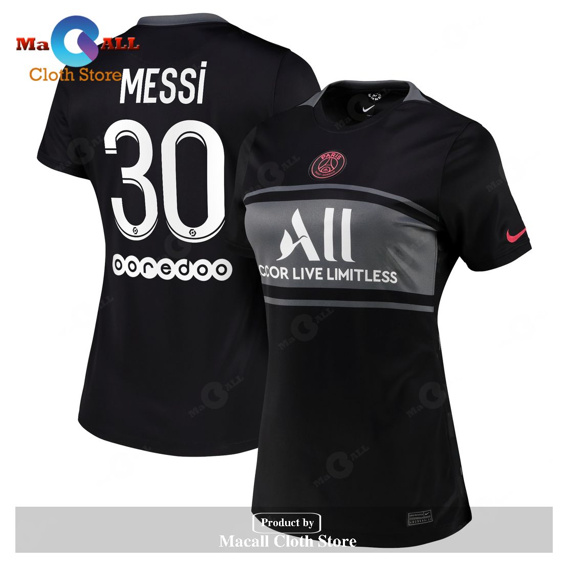 Lionel Messi Paris Saint-Germain Women’s 2021 22 Third Breathe Stadium Player Jersey – Black