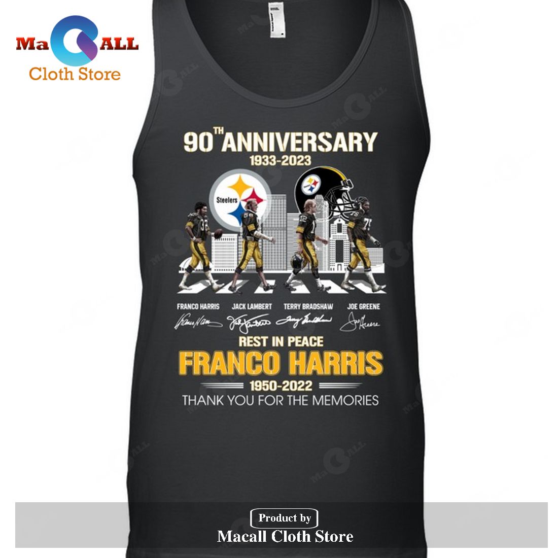 90th Anniversary 1933-2023 Pittsburgh Steelers Rip Franco Harris