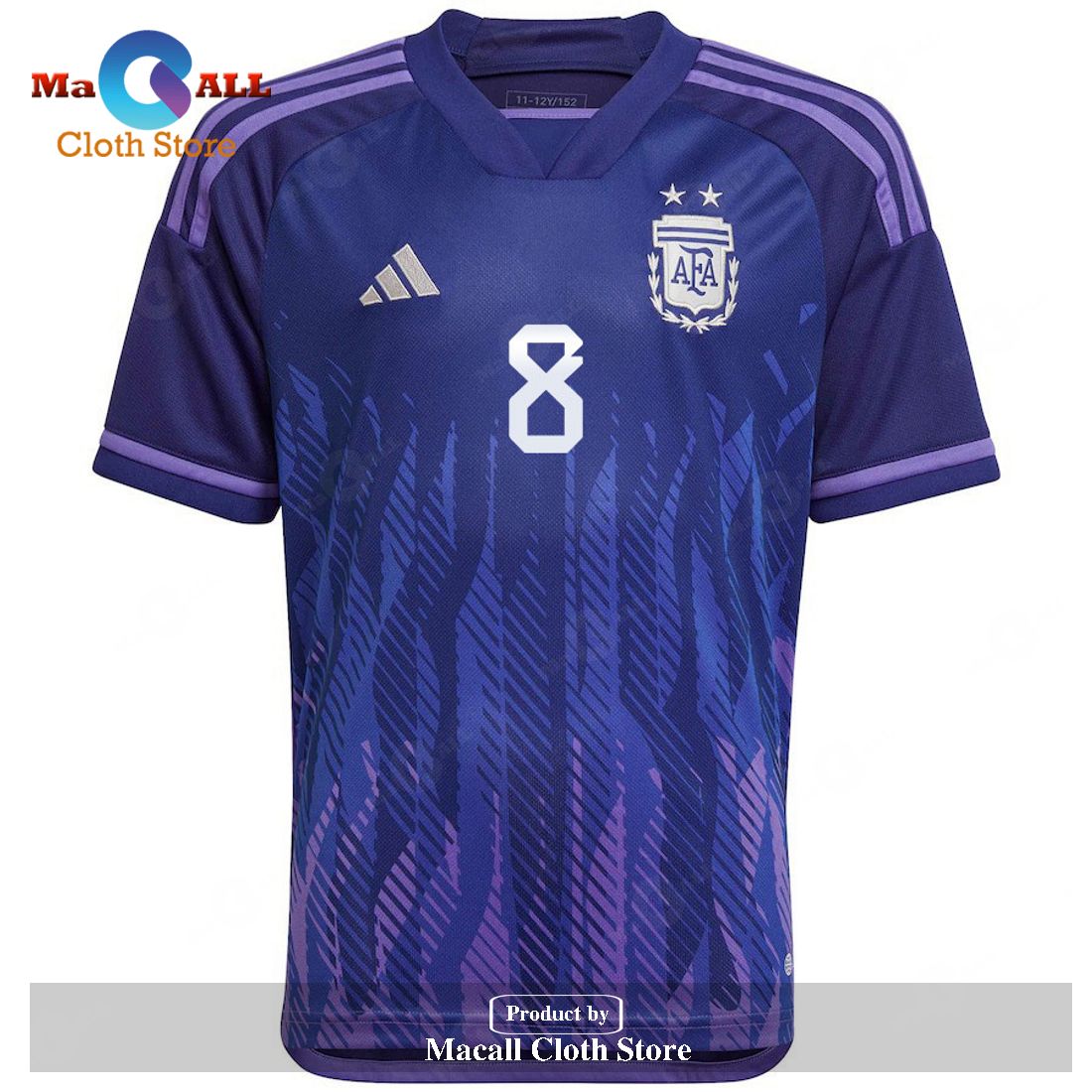 Argentina 2022 23 Qatar World Cup Marcos Acuna Away Youth Dark Blue Light Purple Jersey