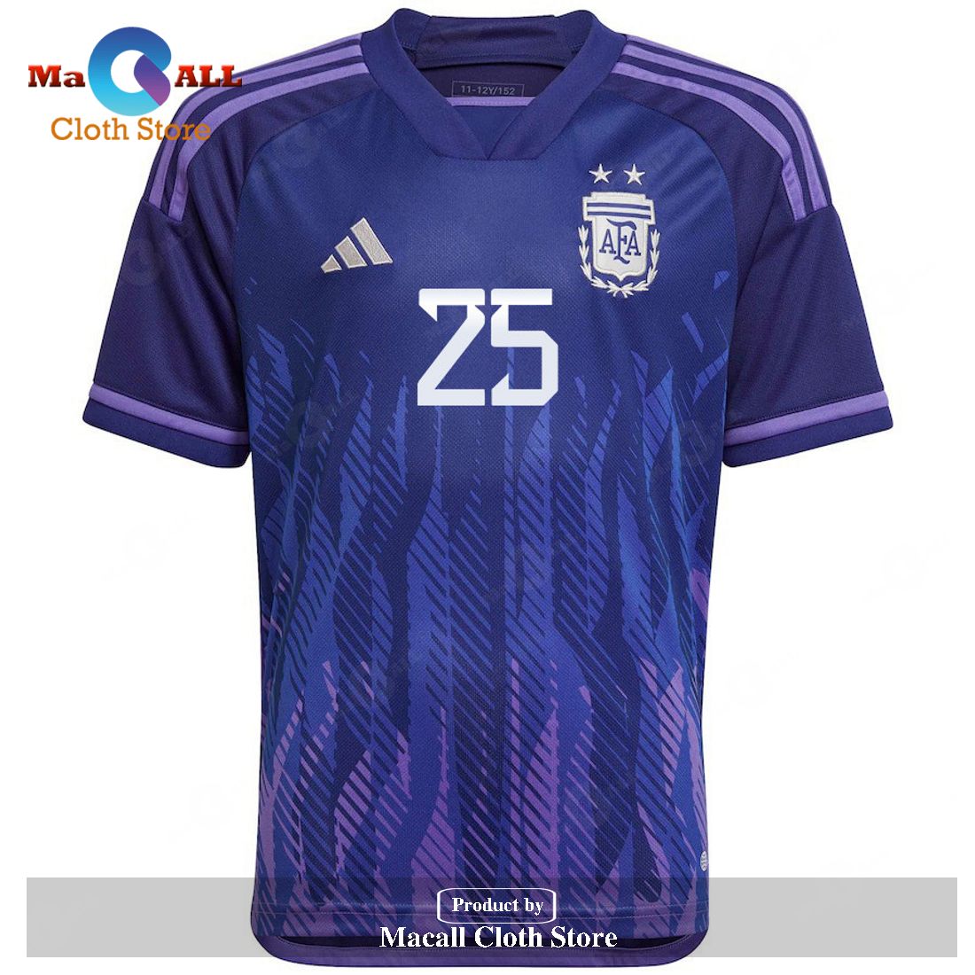 Argentina 2022 23 Qatar World Cup Marcos Senesi Away Dark Blue Light Purple Youth Jersey