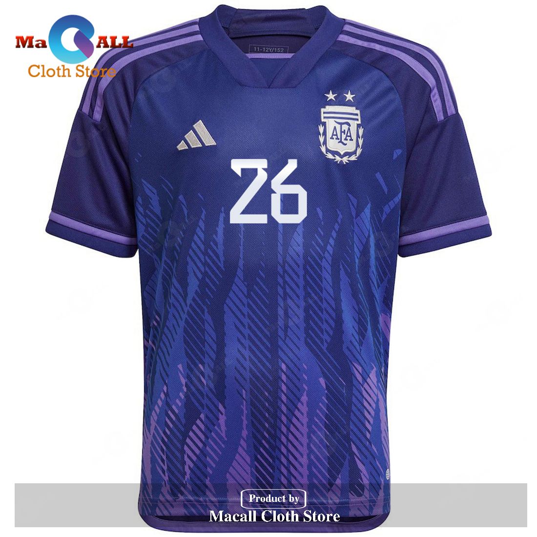 Argentina 2022 23 Qatar World Cup Nahuel Molina Away Dark Blue Light Purple Youth Jersey