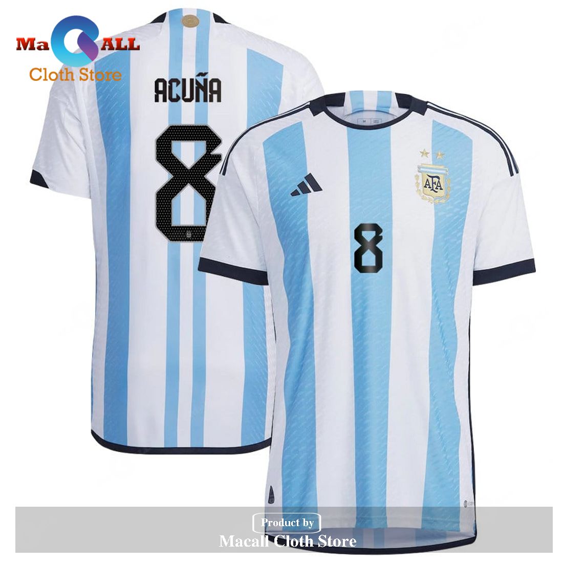 Argentina National Team 2022 23 Marcos Acuna Home Men Jersey BlueWhite