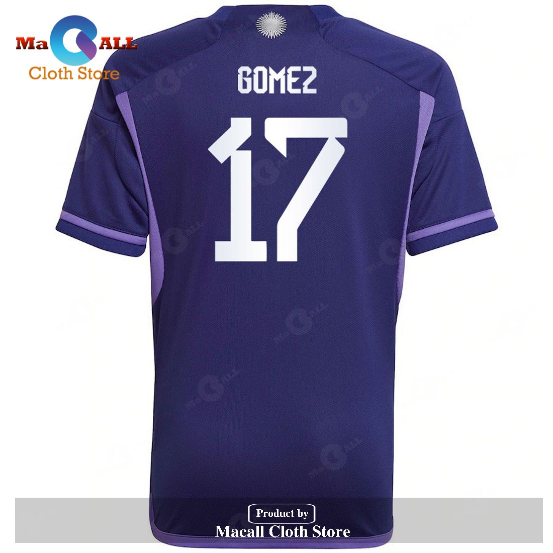 Argentina National Team 2022 23 Qatar World Cup Alejandro Gomez Away Dark Blue Light Purple Youth Jersey