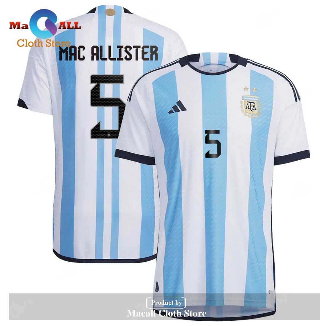 Adidas Argentina Alexis Mac Allister Home Jersey 2022 World Cup Champions Kit M / 3 Stars Champions