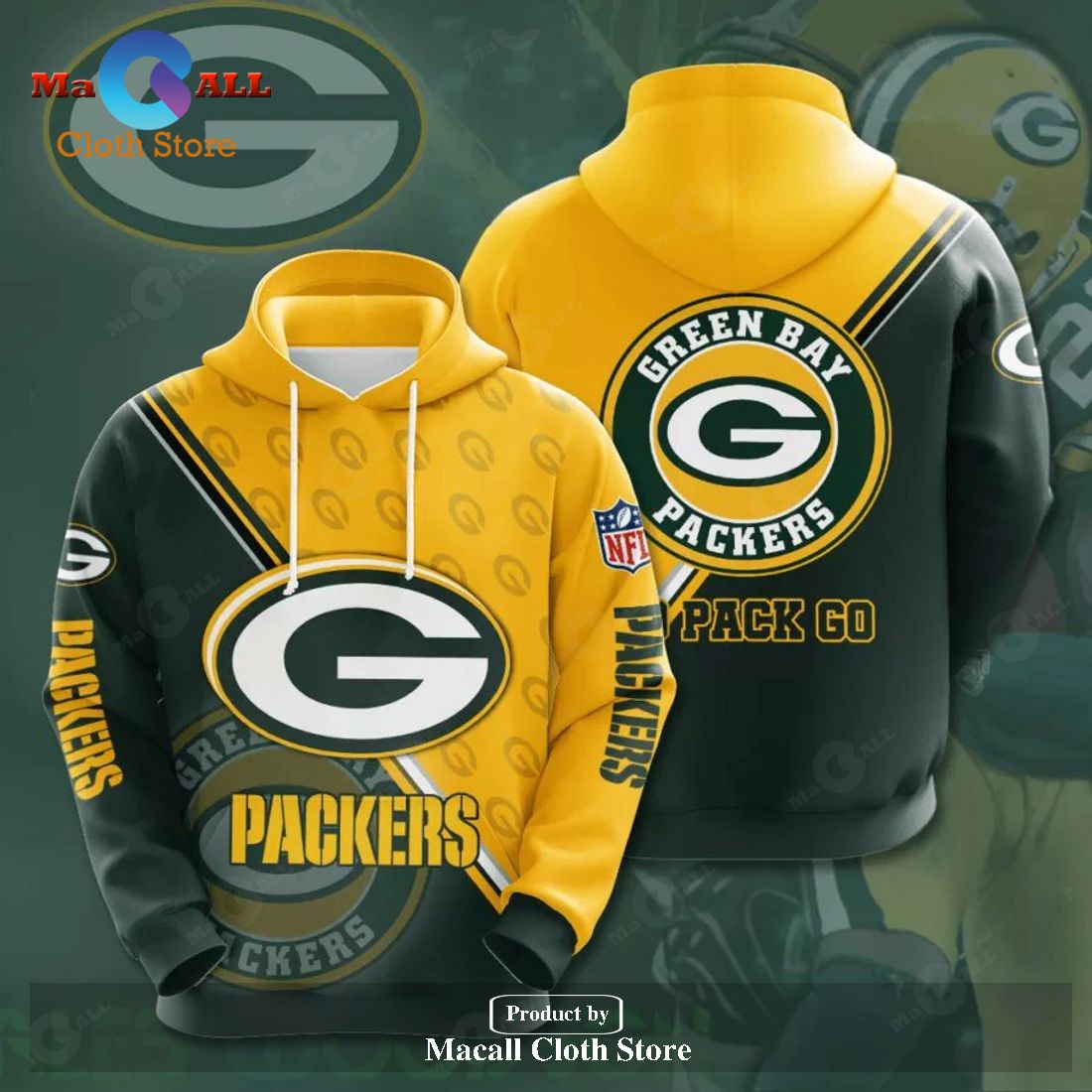 NFL GREEN BAY PACKERS 3D TEAM LOGO HOODIE SWEATSHIRT 3D - Macall Cloth ...