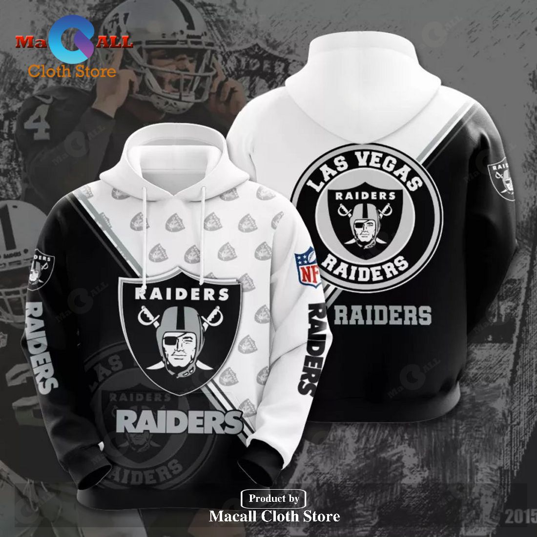 NFL LAS VEGAS RAIDERS 3D TEAM LOGO HOODIE SWEATSHIRT 3D - Macall Cloth ...