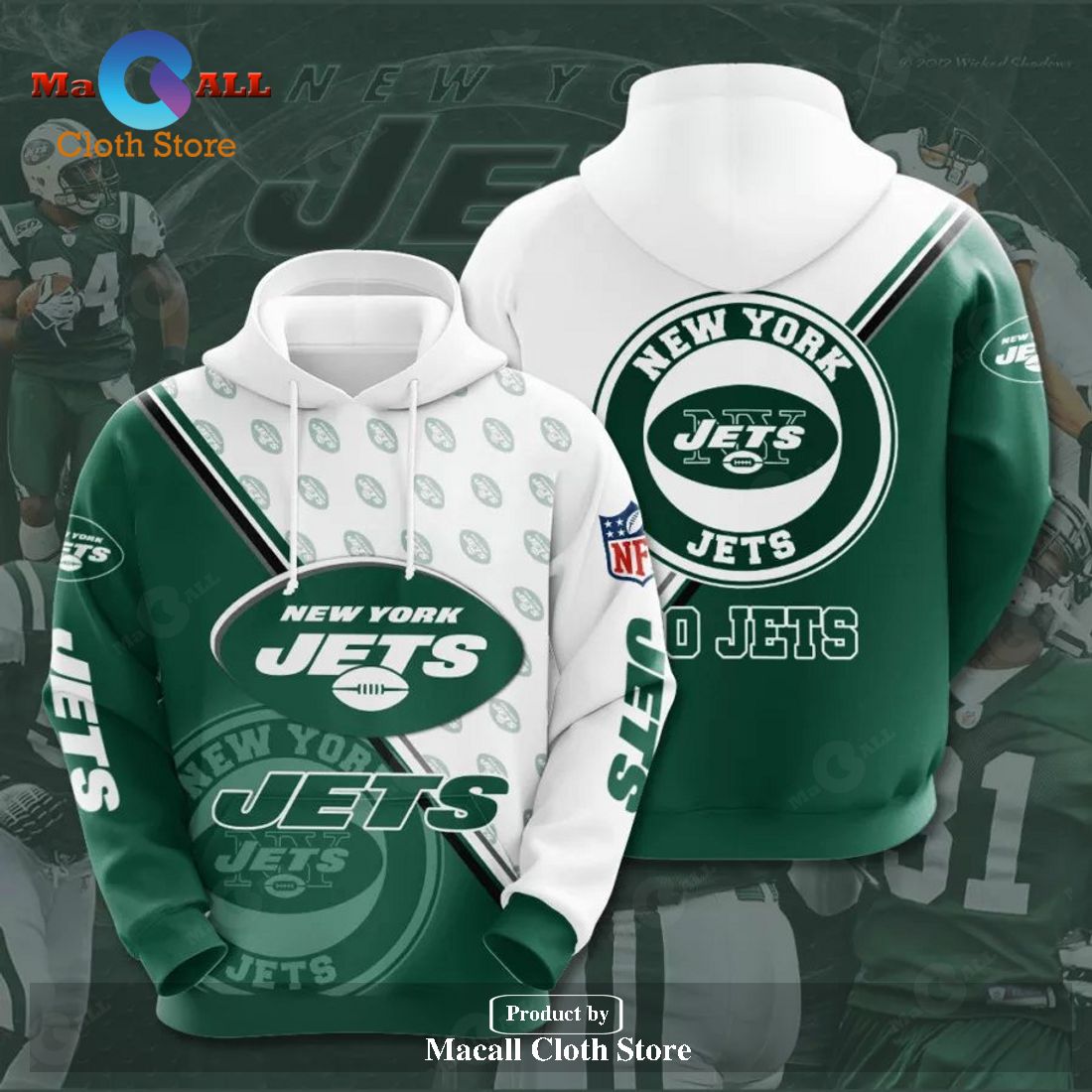 NFL NEW YORK JETS 3D TEAM LOGO HOODIE SWEATSHIRT 3D NFL NEW YORK JETS 3D TEAM LOGO HOODIE SWEATSHIRT 3D