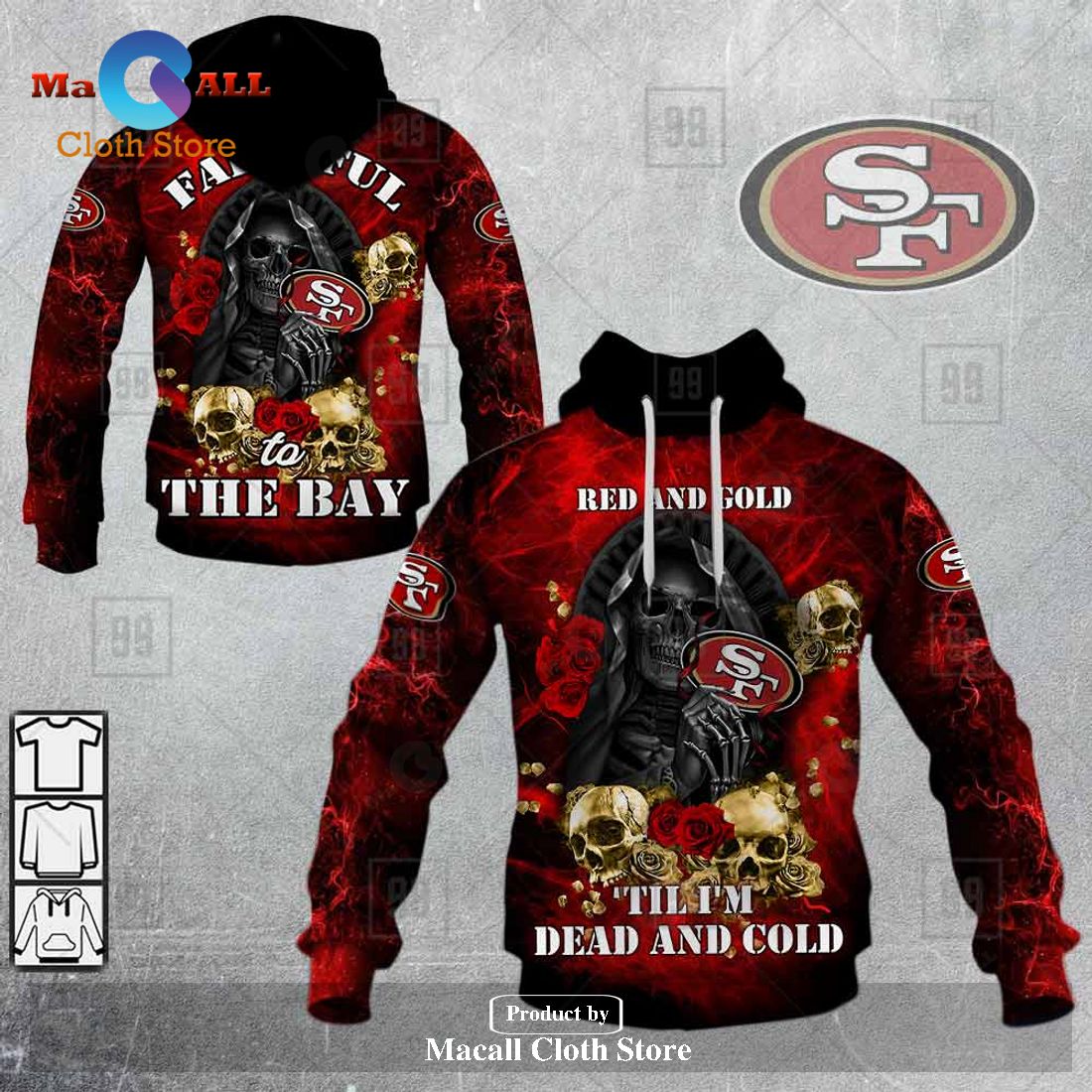 NFL San Francisco 49ers Fire Skull Hoodie Sweatshirt 3D