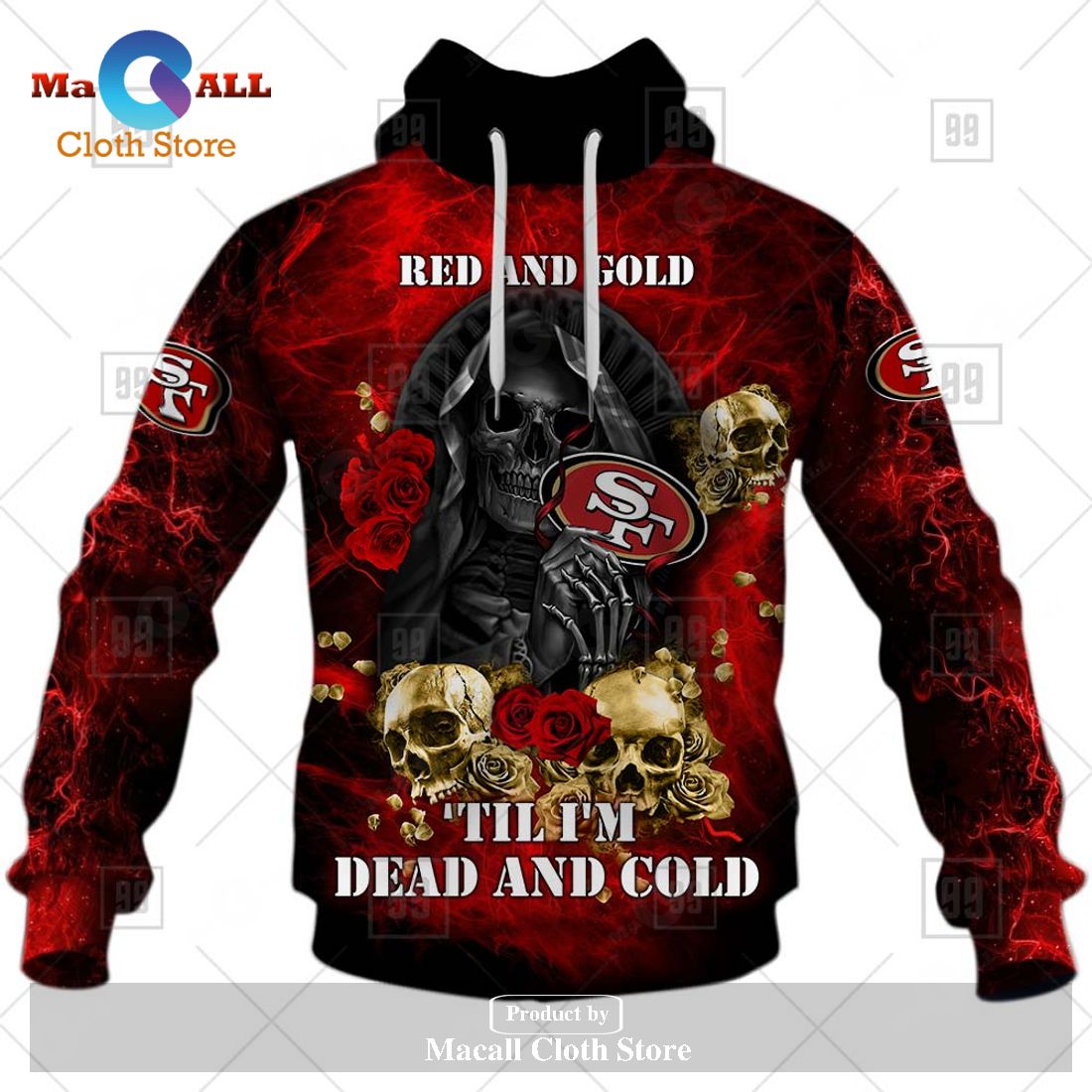 NFL San Francisco 49ers Fire Skull Hoodie Sweatshirt 3D - Macall Cloth ...