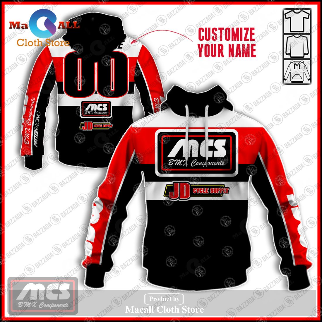 Personalized Name And Number Mcs Old School Bike Jersey Classic Bmx Jersey Race 01 Hoodie Sweatshirt 3D