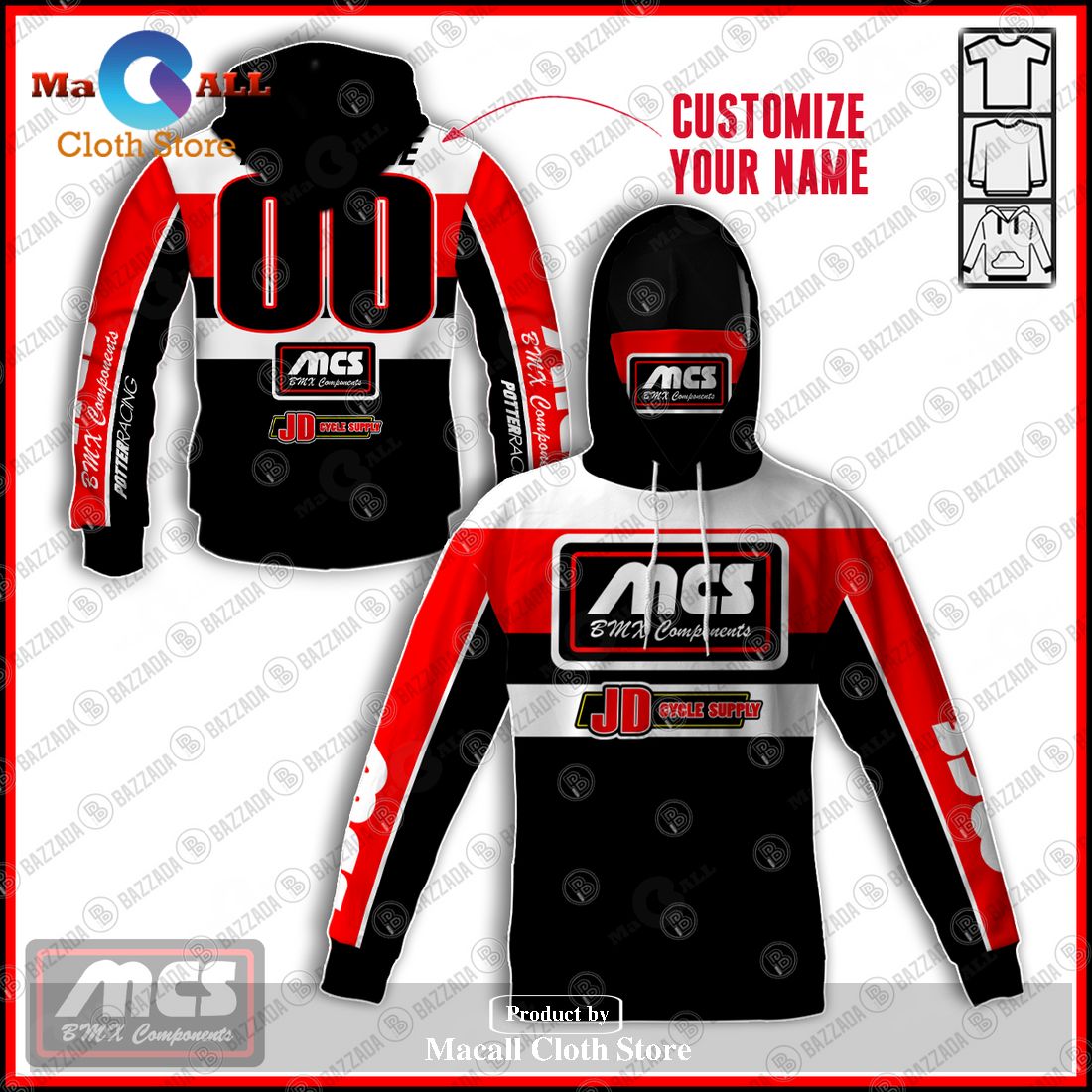 Personalized Name And Number Mcs Old School Bike Jersey Classic Bmx Jersey Race 01 Hoodie Sweatshirt 3D