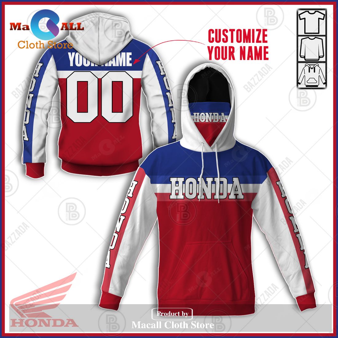 Personalized Name And Number Vintage 90S Honda Racing Hrc Usa Bmx Motocross Bike Jersey Hoodie Sweatshirt 3D