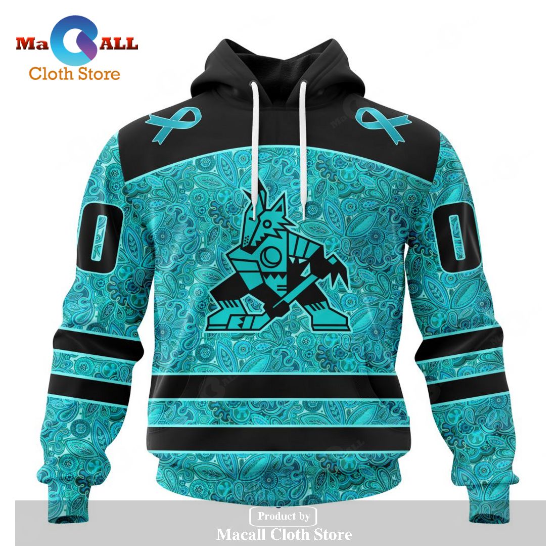 Personalized NHL Arizona Coyotes Special Design Fight Ovarian Cancer Hoodie Sweatshirt 3D Personalized NHL Arizona Coyotes Special Design Fight Ovarian Cancer Hoodie Sweatshirt 3D
