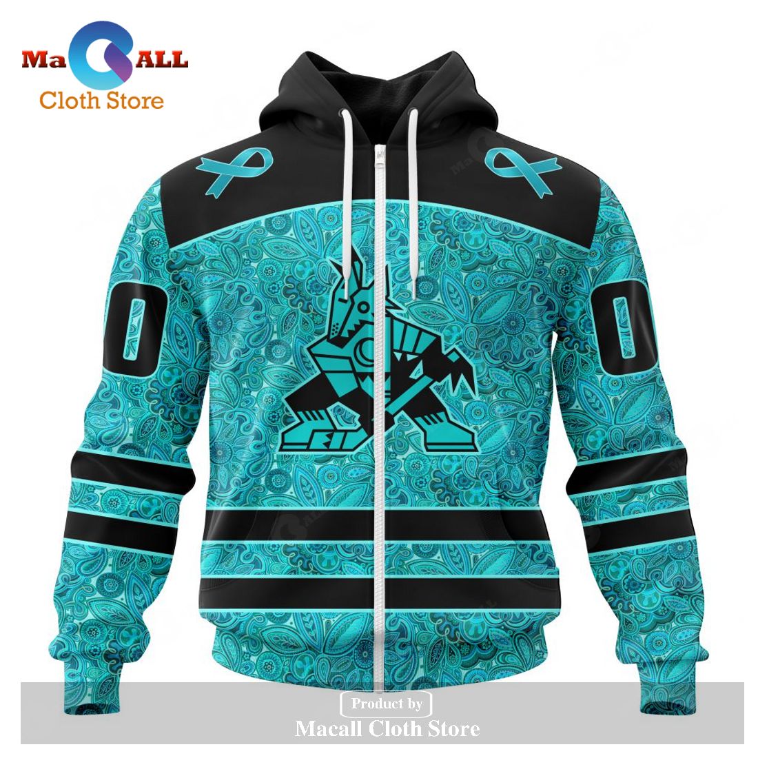 Personalized NHL Arizona Coyotes Special Design Fight Ovarian Cancer Hoodie Sweatshirt 3D Personalized NHL Arizona Coyotes Special Design Fight Ovarian Cancer Hoodie Sweatshirt 3D