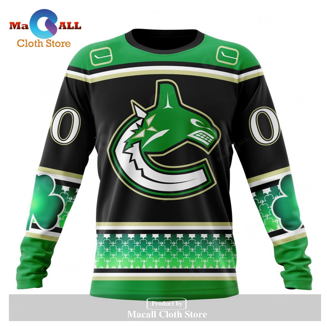 Personalized NHL Vancouver Canucks Specialized Hockey Celebrate St Patrick's Day Hoodie Sweatshirt 3D Personalized NHL Vancouver Canucks Specialized Hockey Celebrate St Patrick's Day Hoodie Sweatshirt 3D