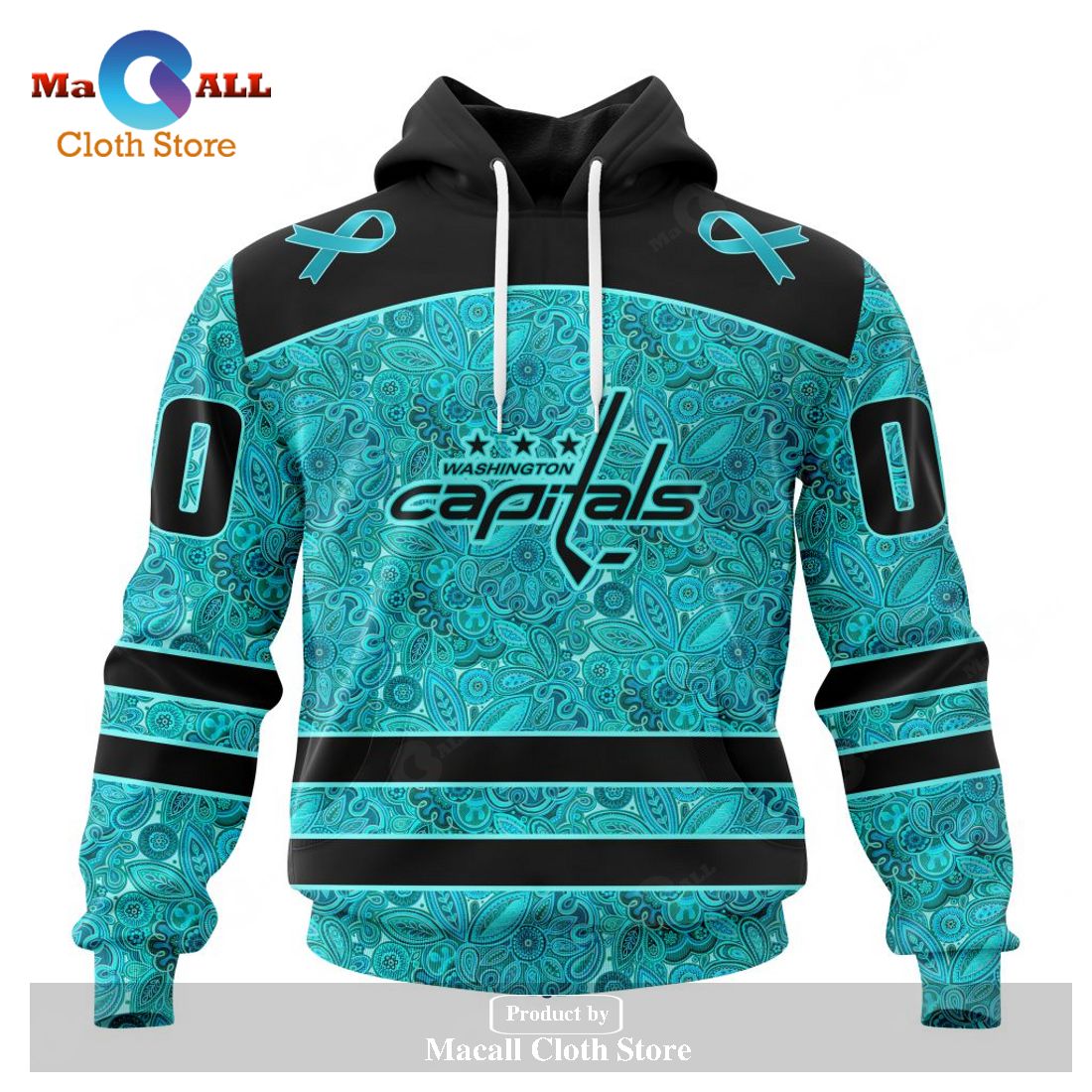 Washington Capitals Custom Name And Number Fight Cancer Hoodie Zip Hoodie  For Fans