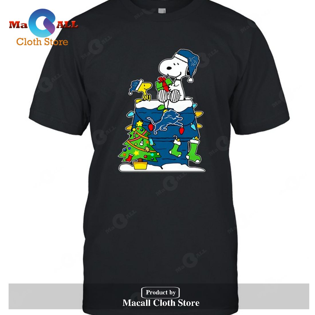 Detroit Lions Snoopy Woodstock Christmas-Unisex T-Shirt - Macall Cloth ...