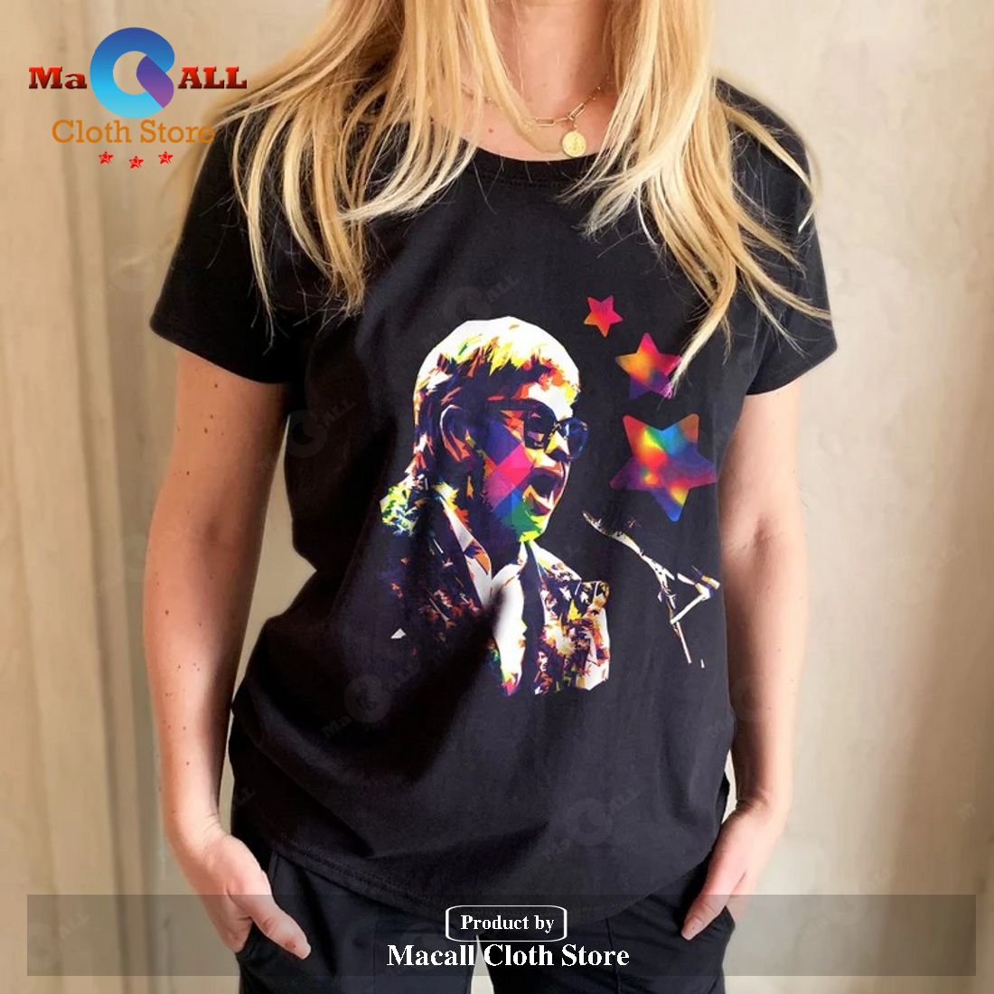 Elton John Black Art Classic-Unisex T-Shirt Hoodie Sweatshirt