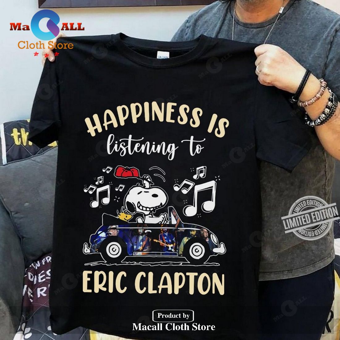 Happiness is listening to Eric Clapton Classic-Unisex T-Shirt Hoodie Sweatshirt