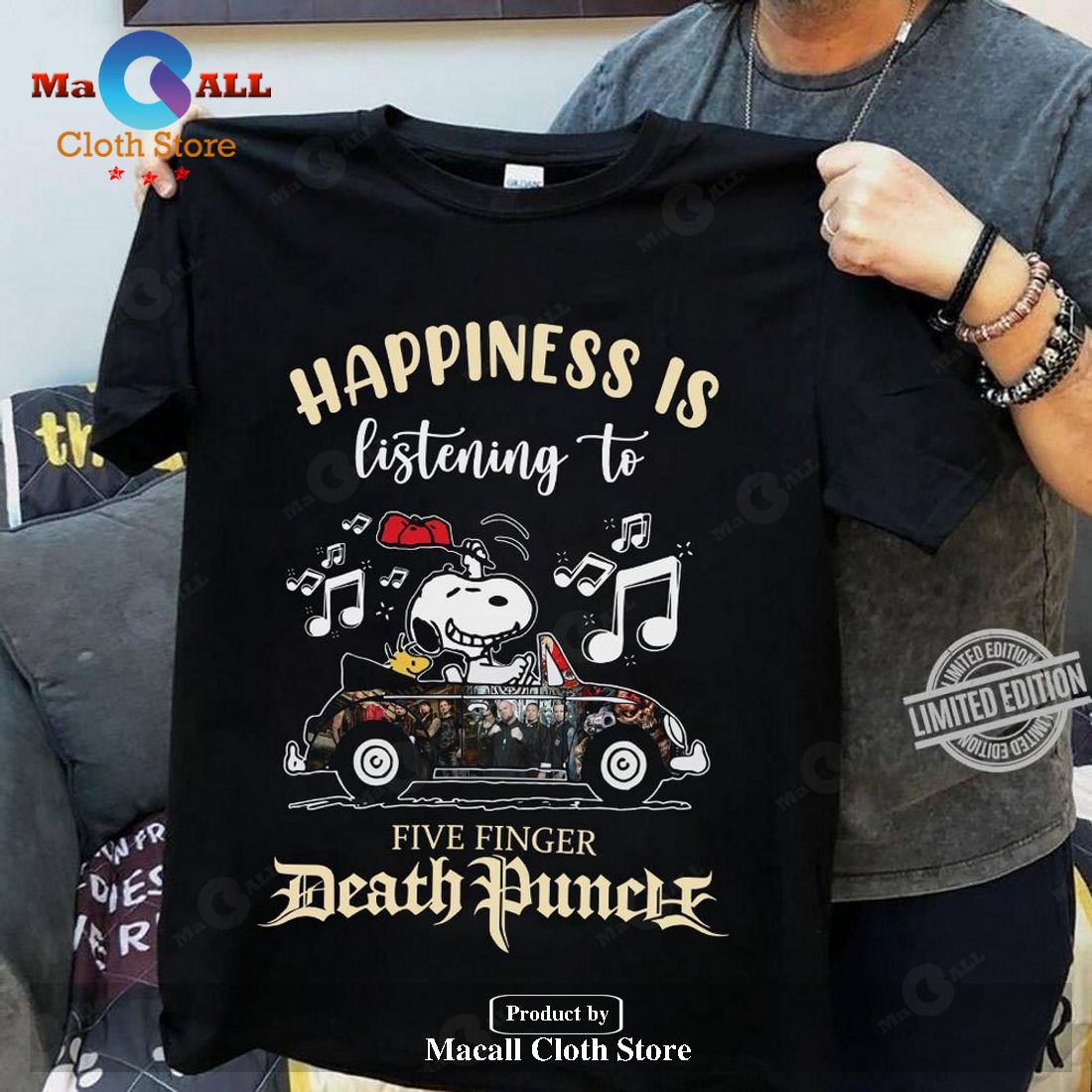 Happiness is listening to Five Finger Death Punch Classic-Unisex T-Shirt Hoodie Sweatshirt