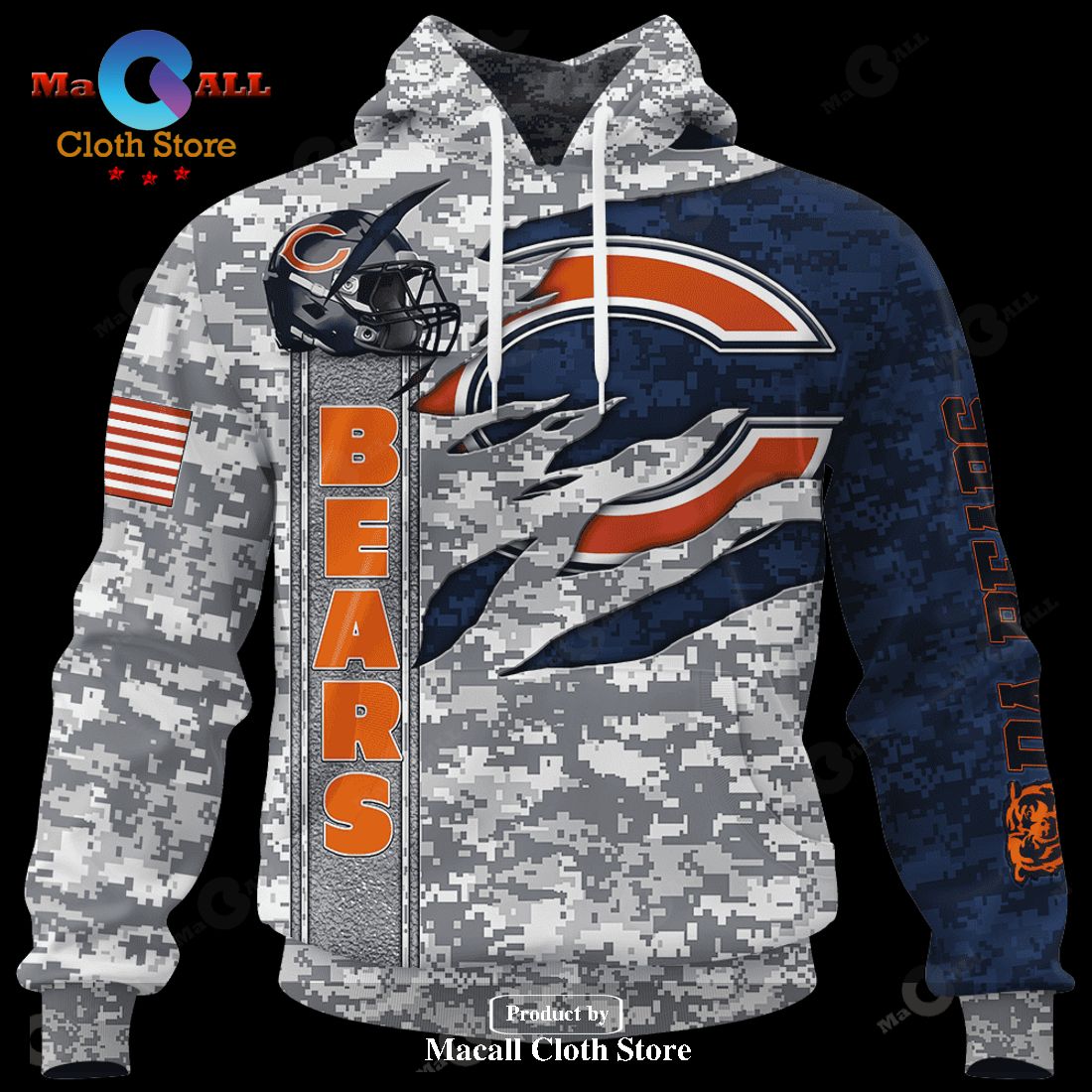 Personalized Chicago Bears Skull Camo 3D Shirt, Hoodie - LIMITED EDITION