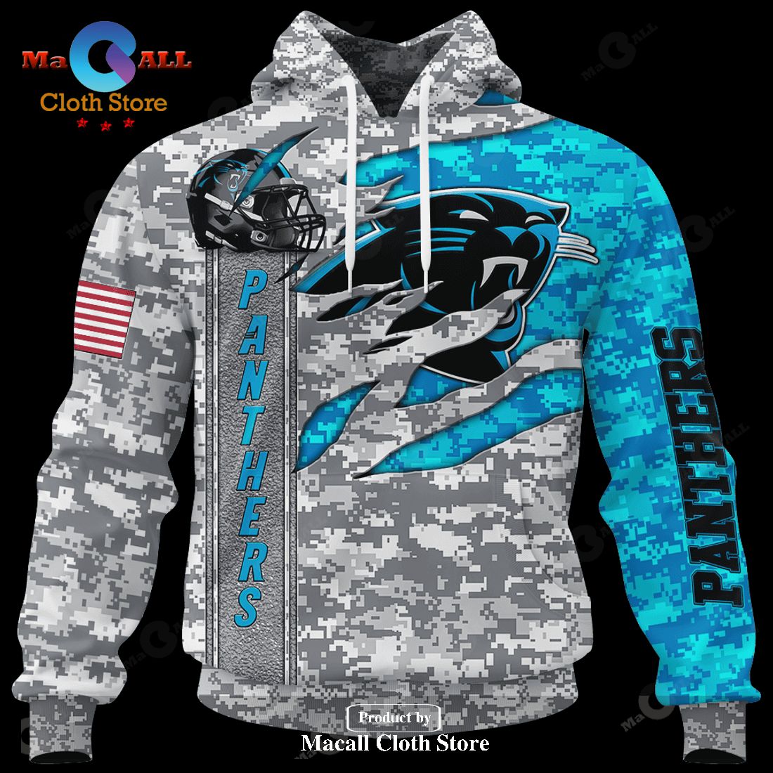 Carolina Panthers NFL Team Realtree Camo Hunting Hoodie 3D All Over Print