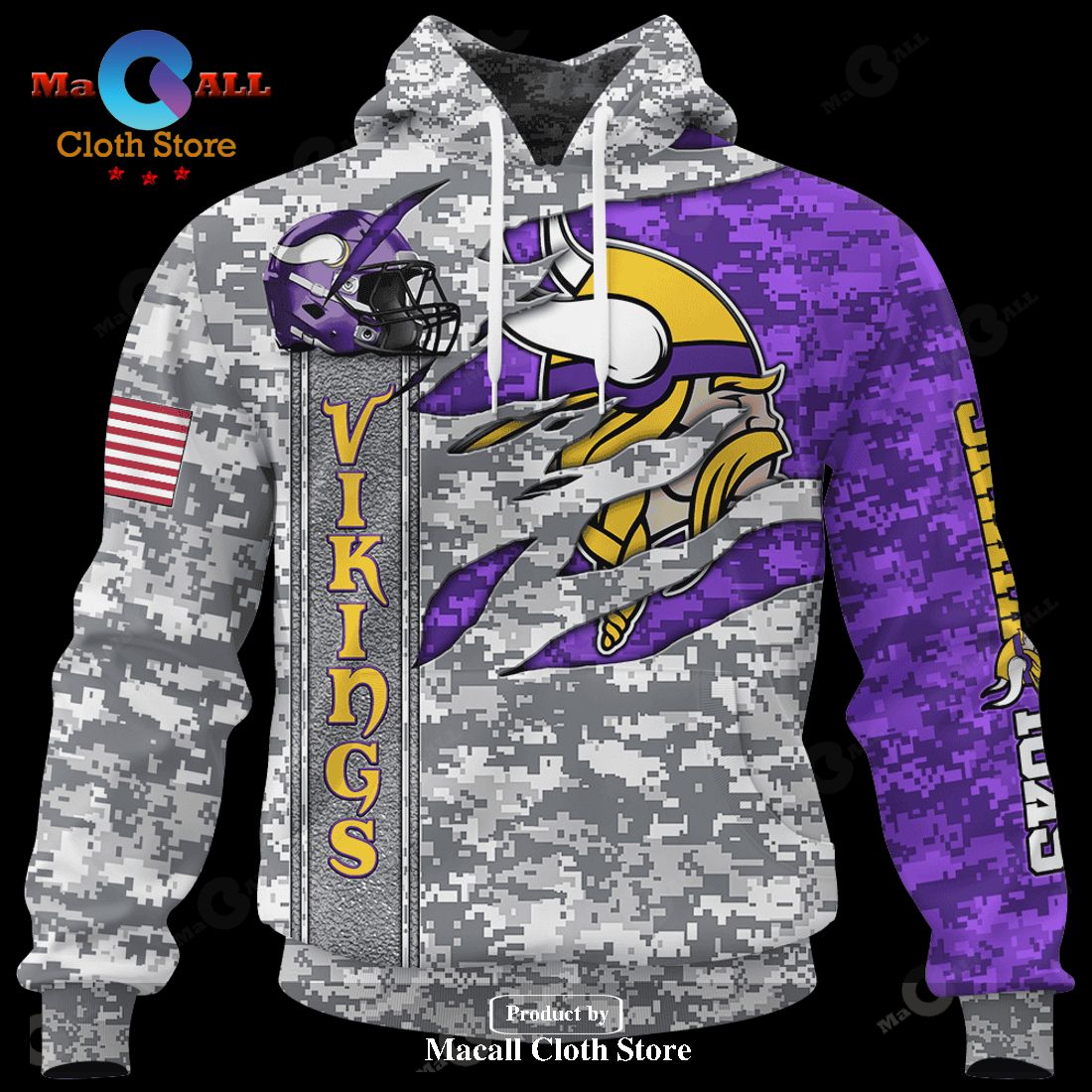 Personalized NFL Vikings Camo US Hoodie Sweatshirt 3D LIMITED EDITION -  Macall Cloth Store - Destination for fashionistas