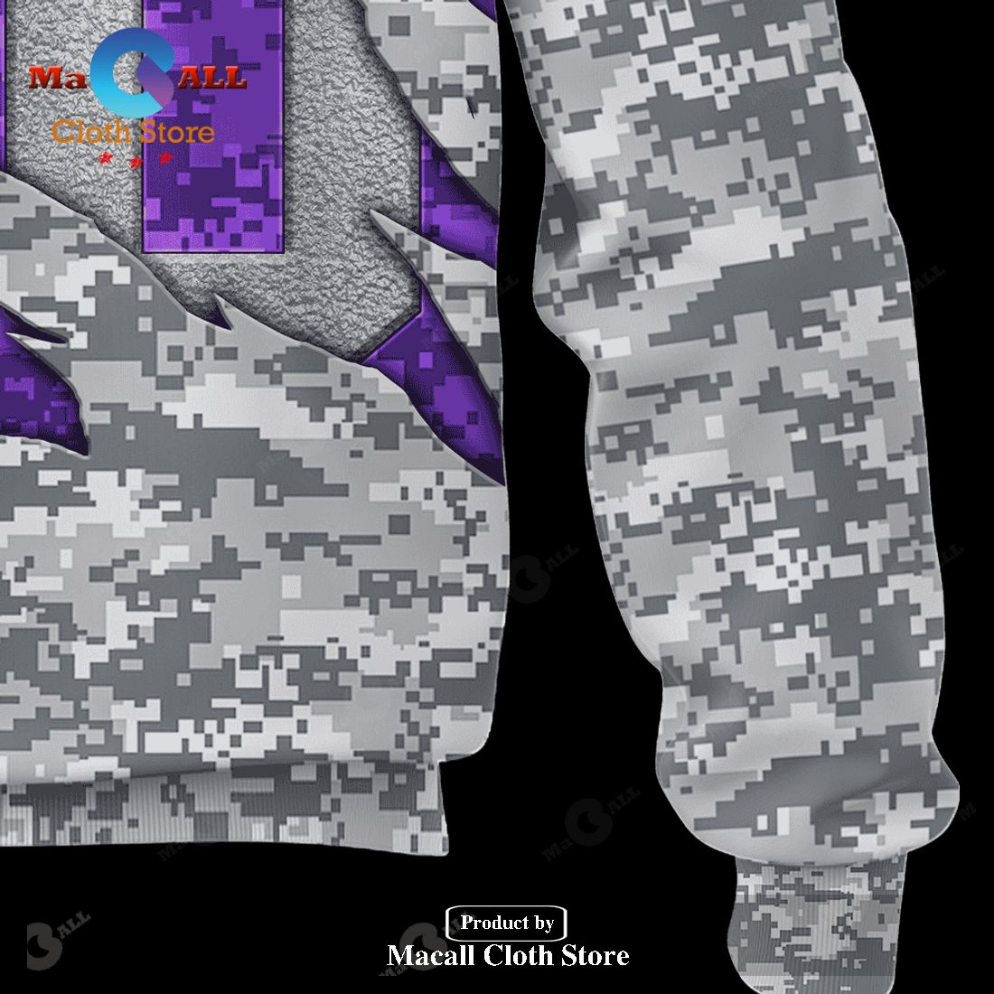 Minnesota Vikings Camouflage Veteran Lightweight Polyester 3D Printed Hoodie