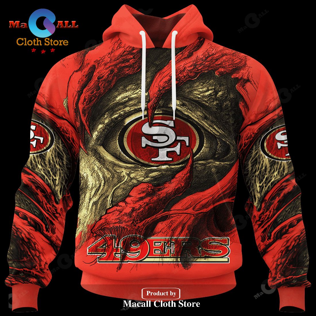 Personalized NFL 49ers Demon Eyes Hoodie Sweatshirt 3D LIMITED