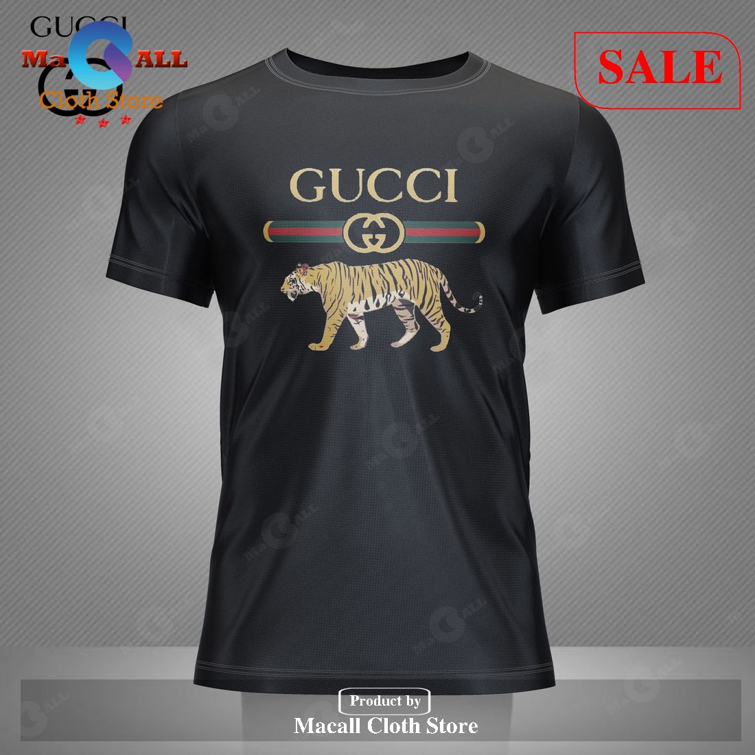 Limited Edition Gucci All Over Printed T-Shirt 3D – RM71