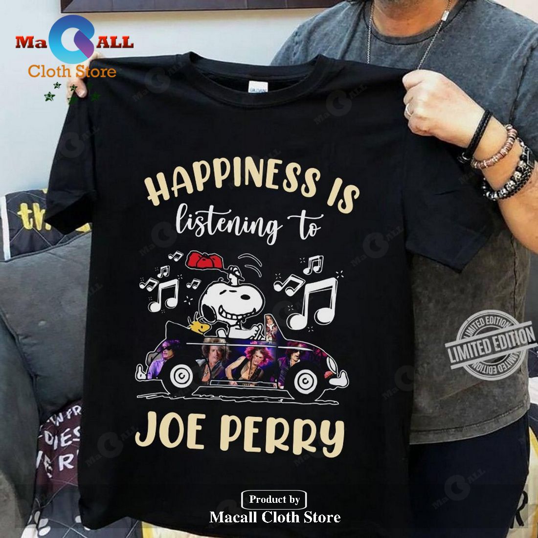 Happiness is listening to Joe Perry Classic-Unisex T-Shirt Hoodie Sweatshirt