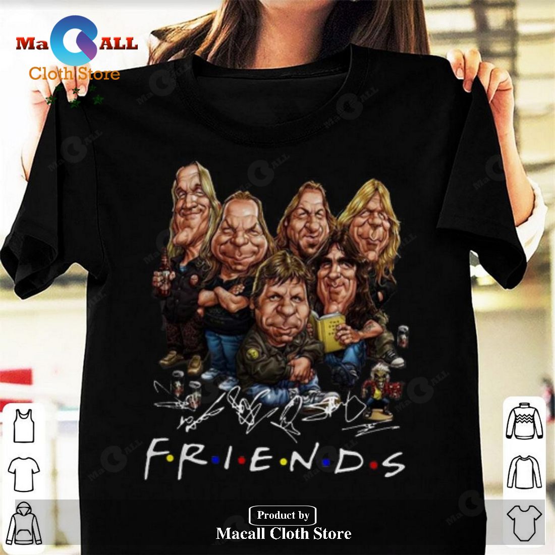 Iron Maiden Cartoon Rockers Friends Signatures Classic-Unisex T-Shirt Hoodie Sweatshirt Iron Maiden Cartoon Rockers Friends Signatures Classic-Unisex T-Shirt Hoodie Sweatshirt