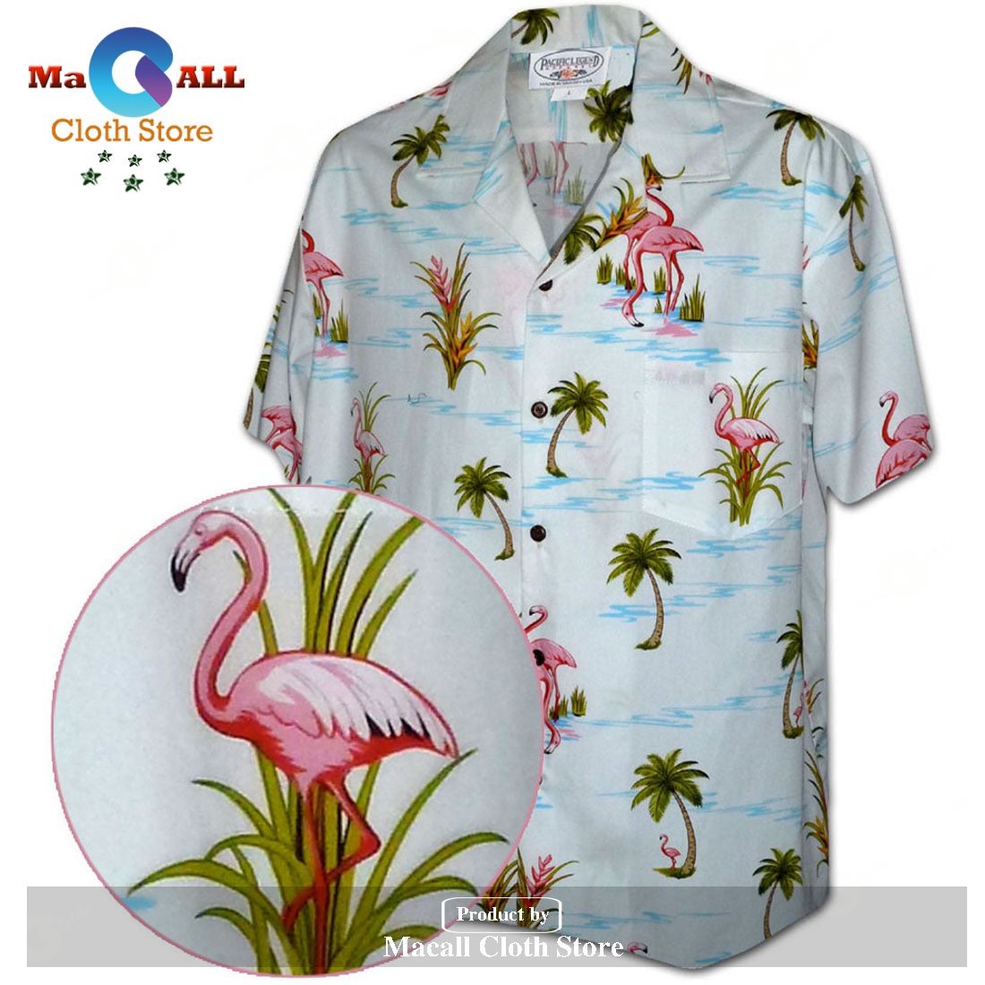Ferocious Flamingo White Hawaiian Shirt Ferocious Flamingo White Hawaiian Shirt