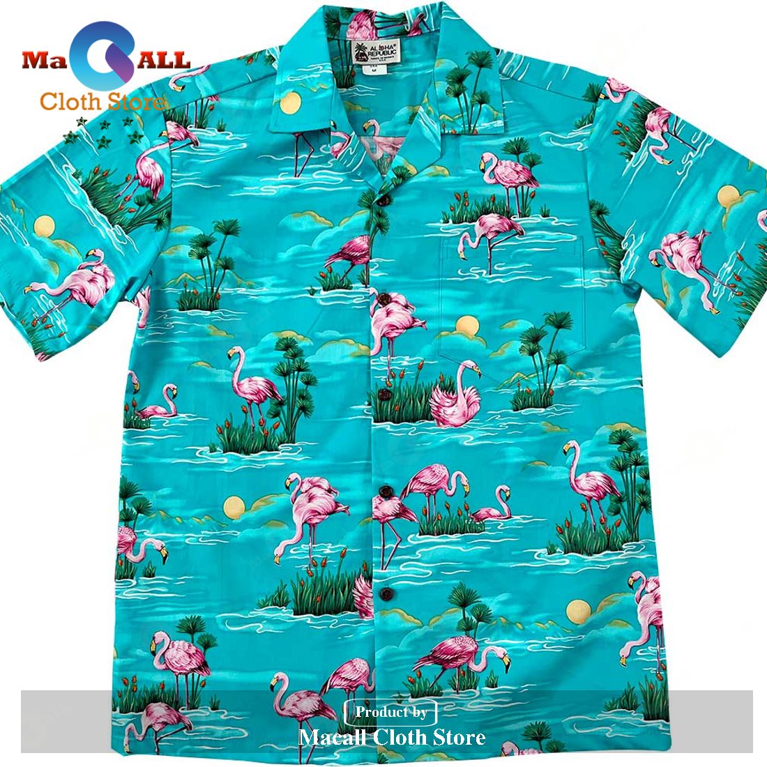 Flamingo A Go Go Aqua Hawaiian Shirt Flamingo A Go Go Aqua Hawaiian Shirt