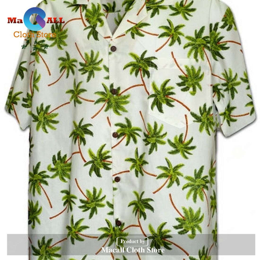 Hurricane Palms Ivory Hawaiian Shirt Hurricane Palms Ivory Hawaiian Shirt