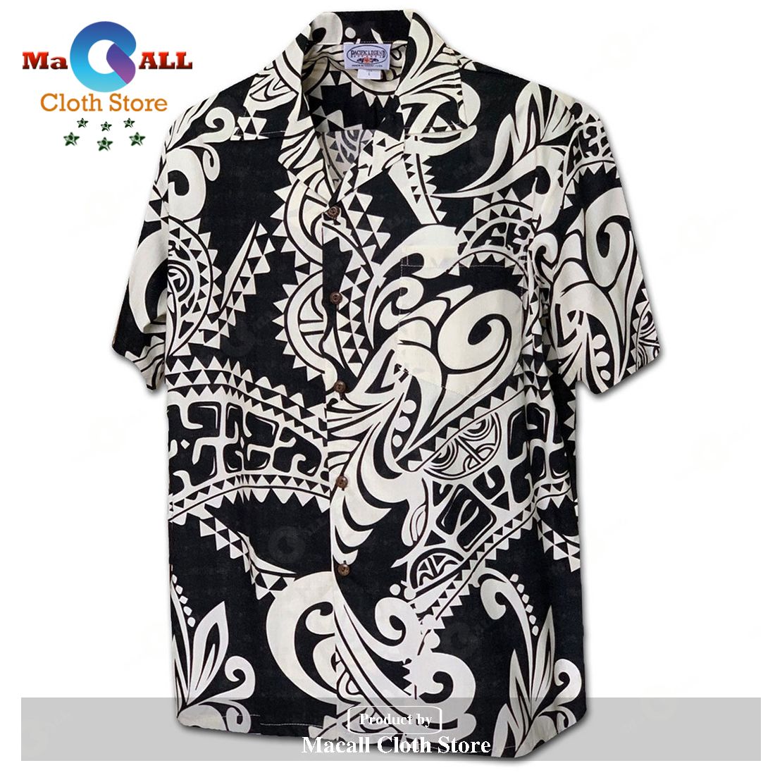 Island Warrior Black Hawaiian Shirt Island Warrior Black Hawaiian Shirt