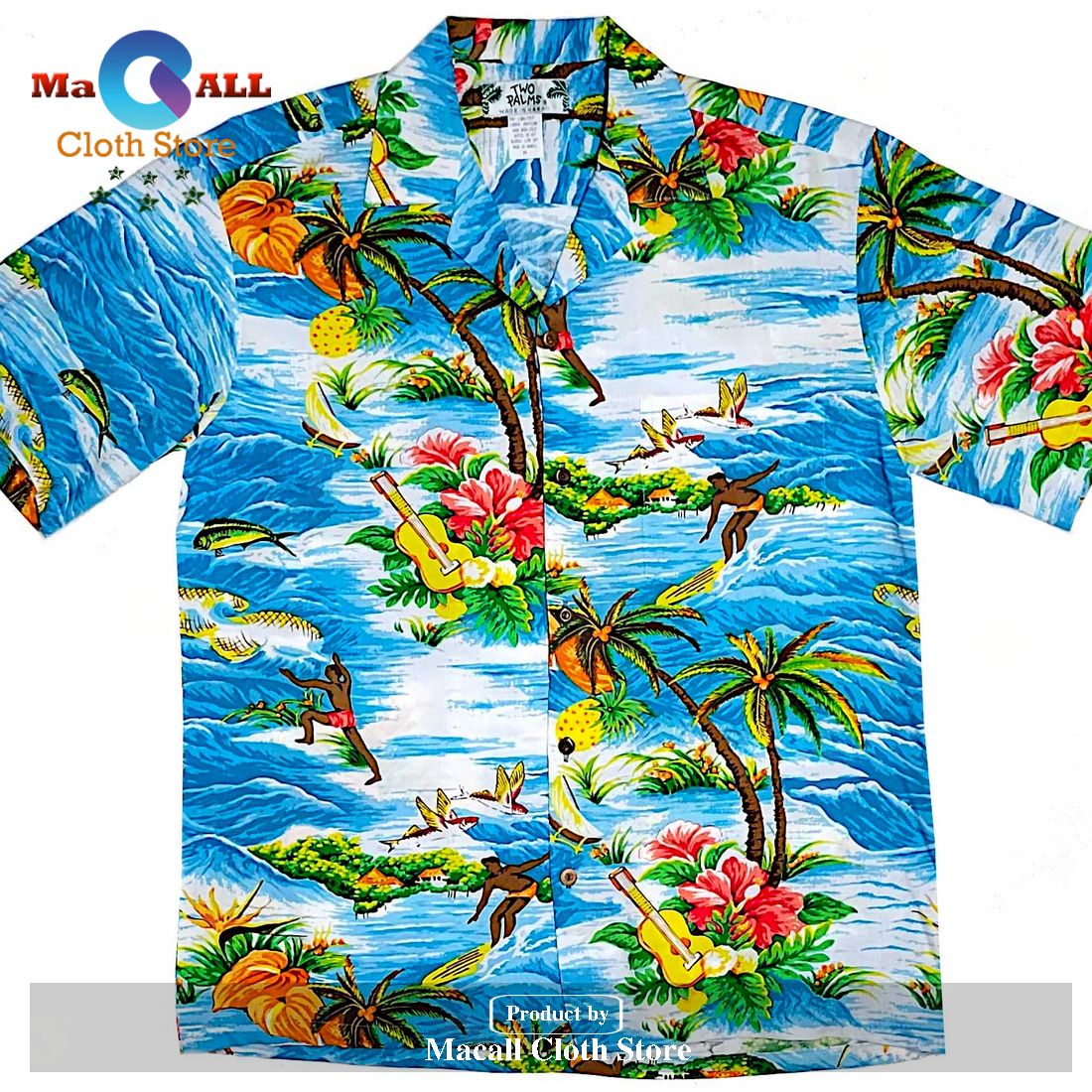 Ocean Aqua Hawaiian Shirt - Macall Cloth Store