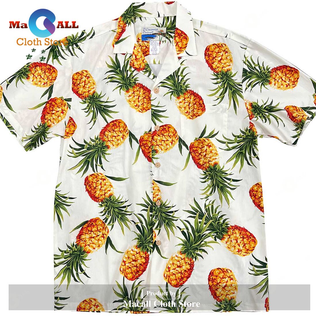 Pineapple Gold White Hawaiian Shirt Pineapple Gold White Hawaiian Shirt