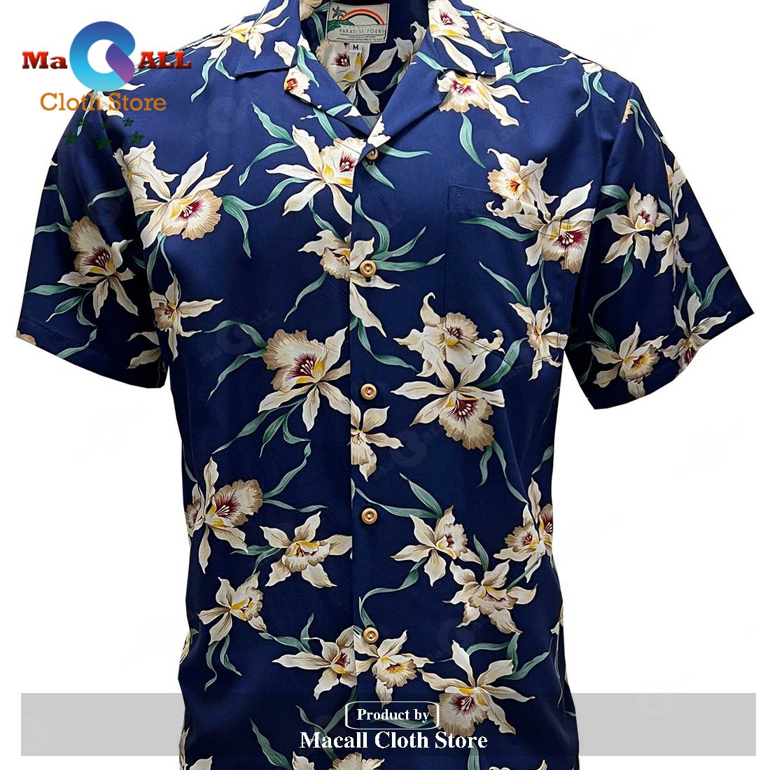Star Orchid Navy Hawaiian Shirt Star Orchid Navy Hawaiian Shirt